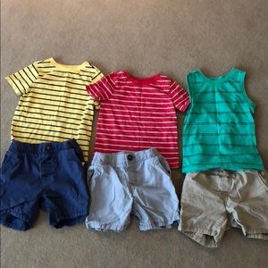 9 piece Boys shorts, tanks and tees. 18-24 months.